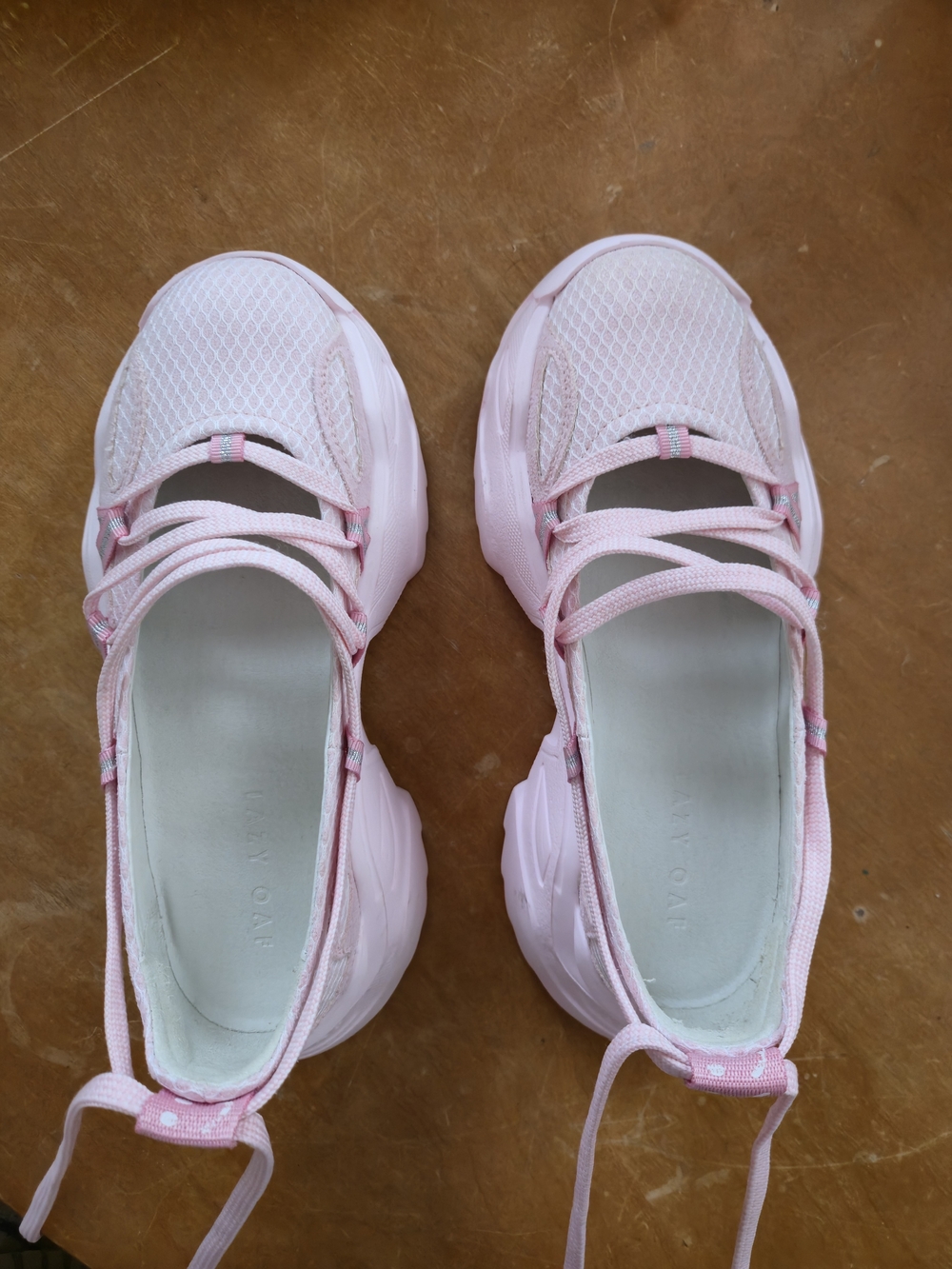 Lazy Oaf pink lace up platform ballet sneakers size 37
